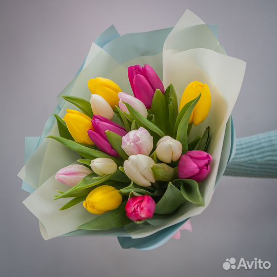 Букет 15 тюльпанов микс - Корпоративный, цветы дос