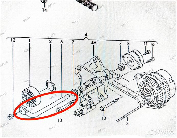 Рычаг натяжителя / Натяжная планка / Volkswagen