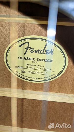Акустическая гитара fender cd 60s dread/blk