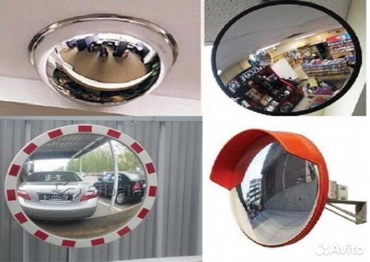 Дорожное зеркало с козырьком сферическое уличное