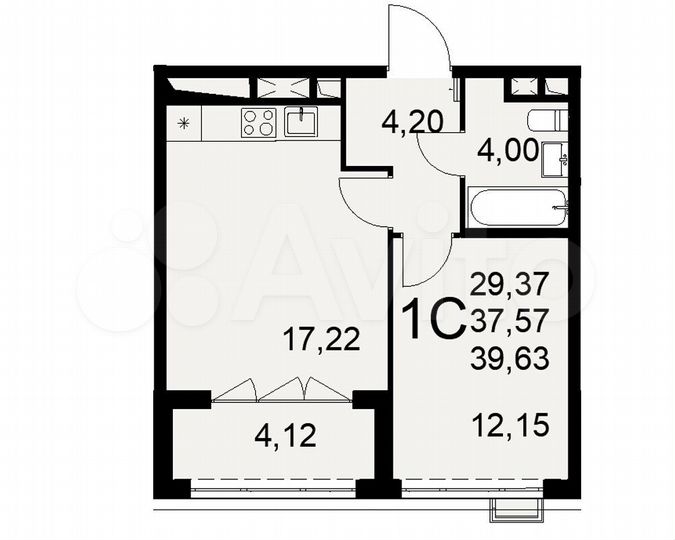 1-к. квартира, 39,6 м², 3/16 эт.