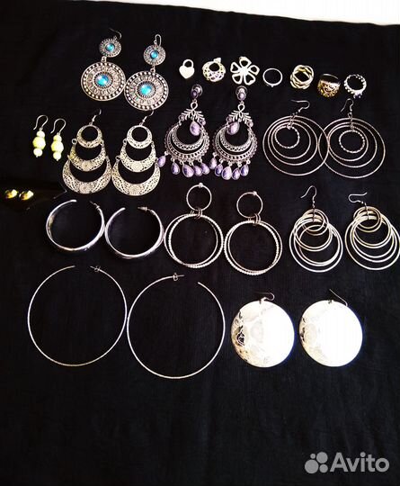 Серьги кольца кулоны бижутерия