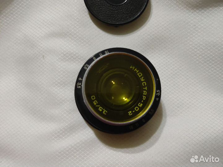 Объектив индустар 50-2 + линзой жёлтого цвета