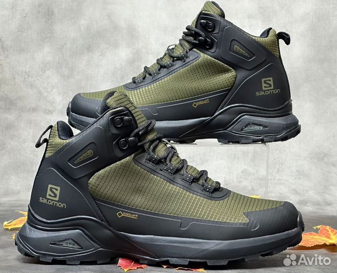 Теплые ботинки Salomon Gore-Tex Green с мехом