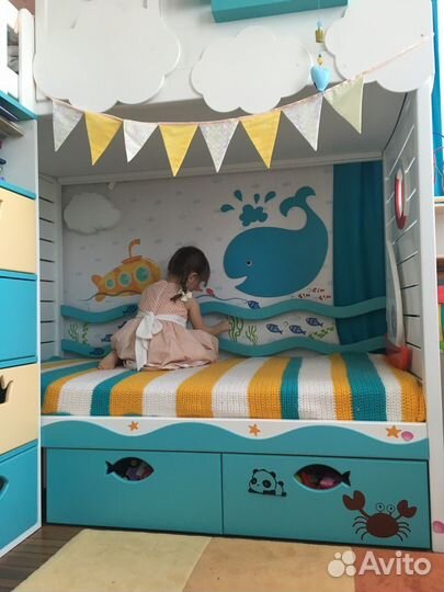 Двухъярусная кровать домик детская