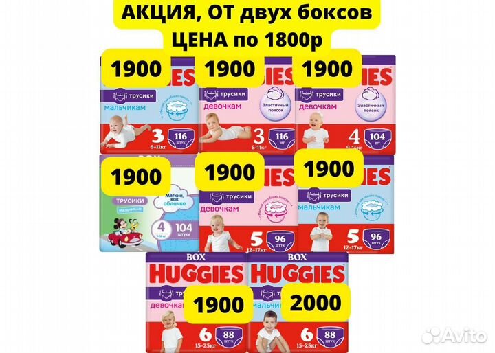 Памперсы подгузники-трусики Huggies 3, 4, 5, 6