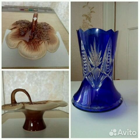 Керамическая конфетница.ваза синяя