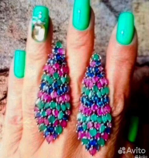 Серьги серебро с натуральными камнями