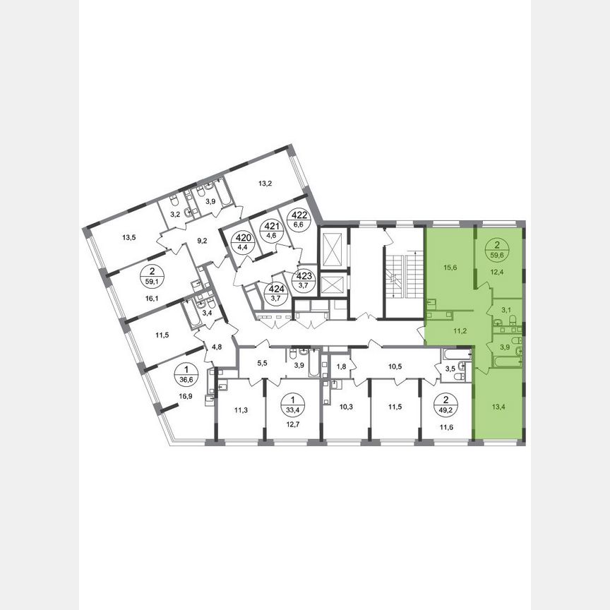 2-к. квартира, 59,6 м², 3/17 эт.