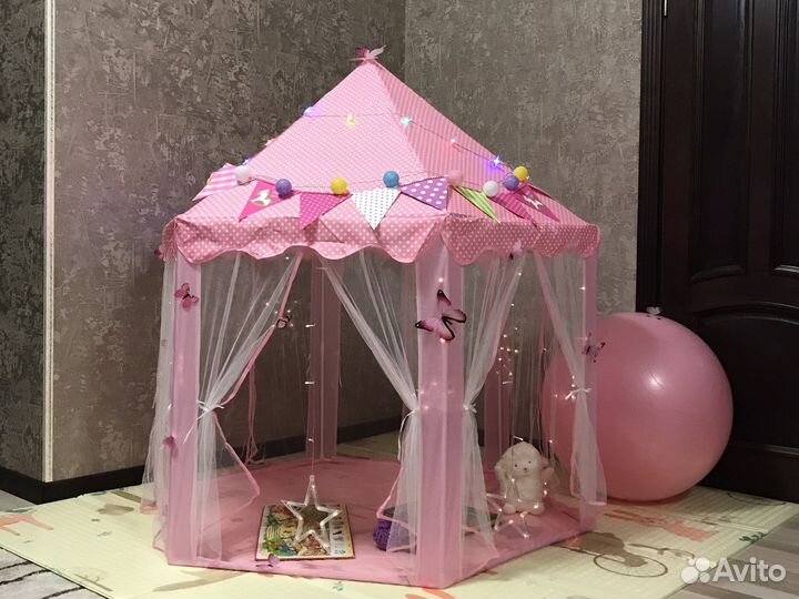 Детский игровой домик шатёр с гирляндами