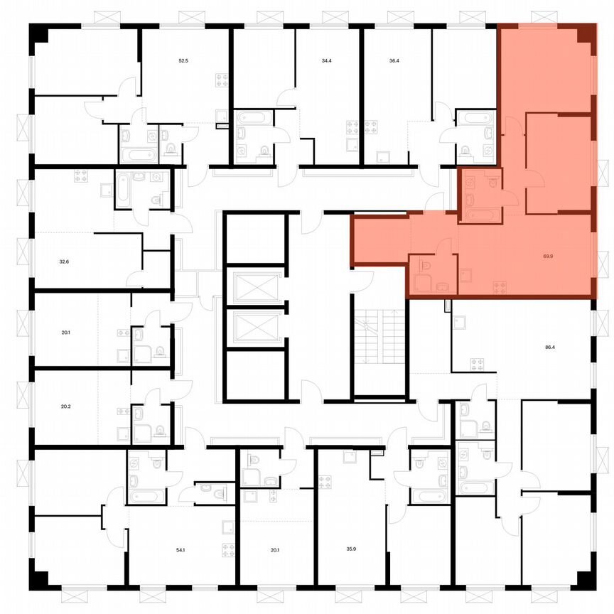 2-к. квартира, 69,9 м², 11/17 эт.