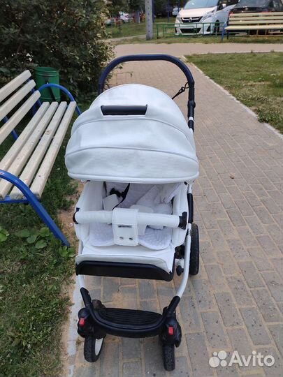 Коляска adamex 3 в 1 белая Экко кожа