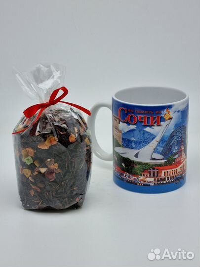 Кружка 250мл с черным фруктовым чаем 60гр 