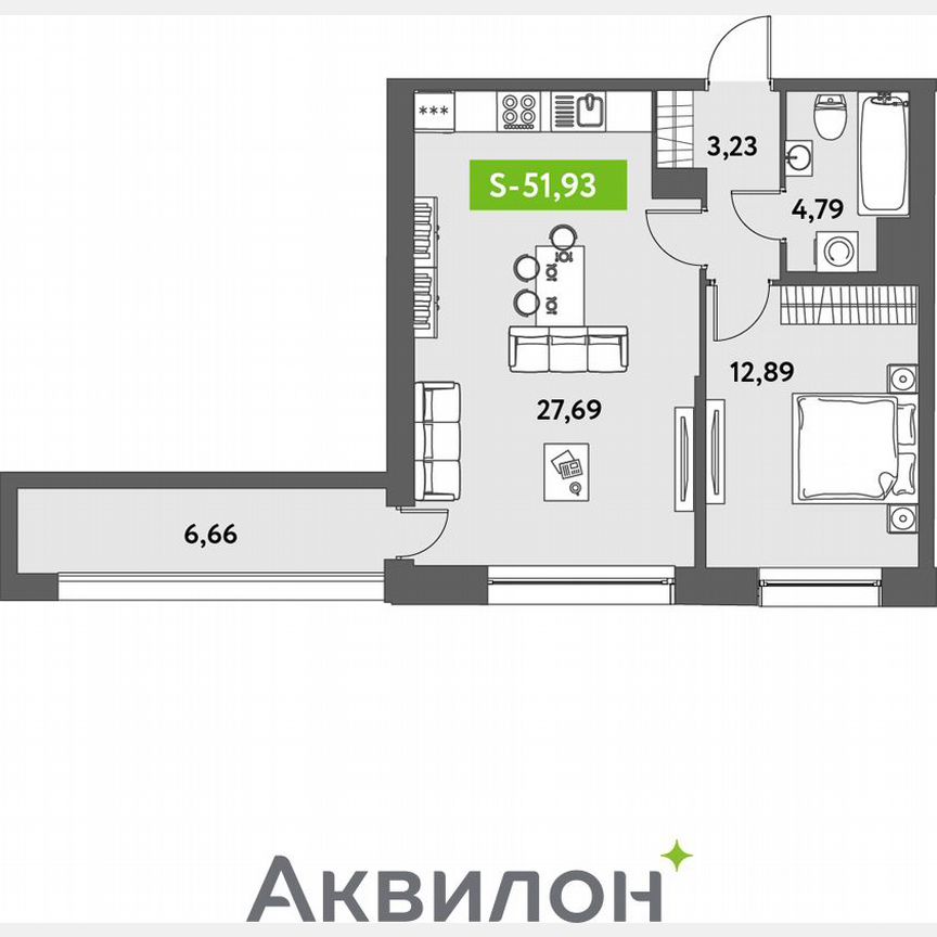 1-к. квартира, 53,1 м², 12/12 эт.