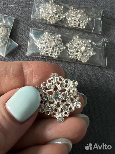 Брошь, кабошон, стразы для рукоделия