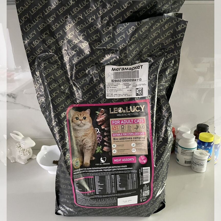 Корм для кошек leo&lucy 3,9кг