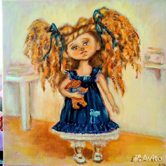 Картина маслом на холсте, портрет куклы