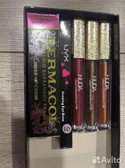 Карандаш, тональный крем, тени