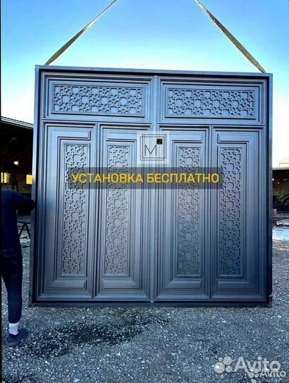 Ворота в Махачкале с калиткой хай-тэк на заказ