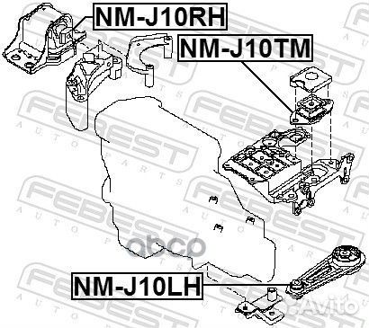 Подушка коробки скоростей NMJ10TM Febest