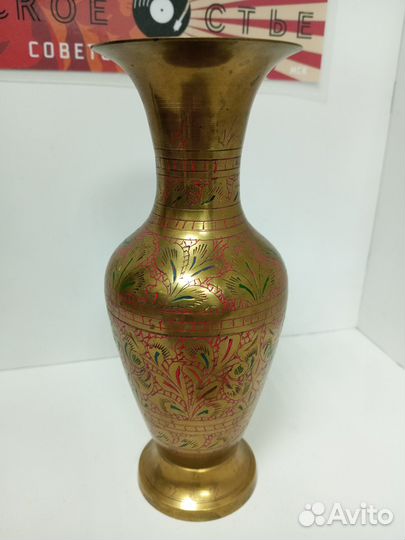 Ваза с цветочным узором Латунь Индия