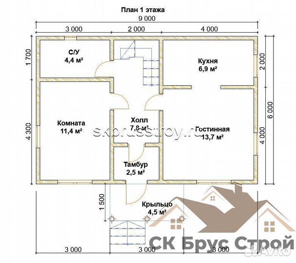 Дом из бруса 6x9 (90м2) Болохово