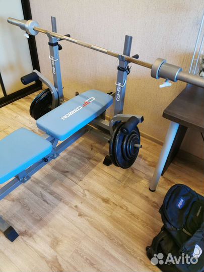 Стойка для штанги, штанга, блины