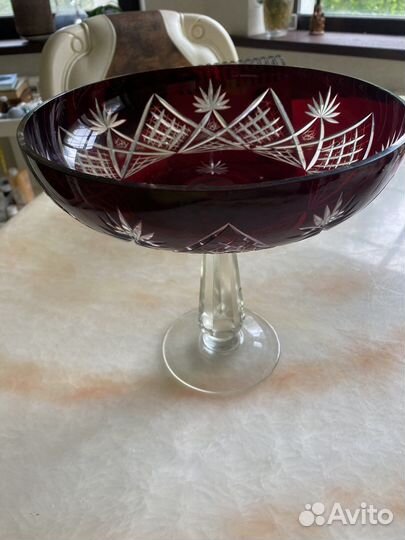 Ваза для фруктов цветной хрусталь