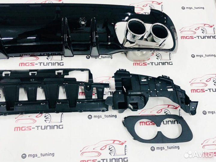 Диффузор + хром насадки w205 C43 AMG стиль 2019+