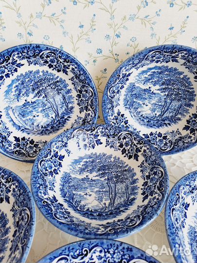 Тарелки/салатники Англия Деревенька, винтаж