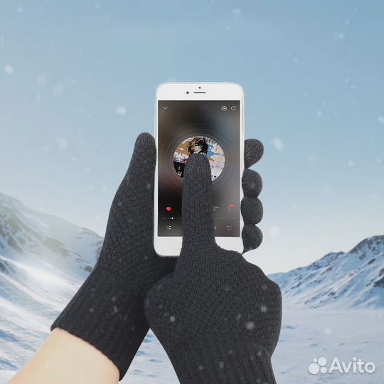 Зимние перчатки унисекс черные акрил