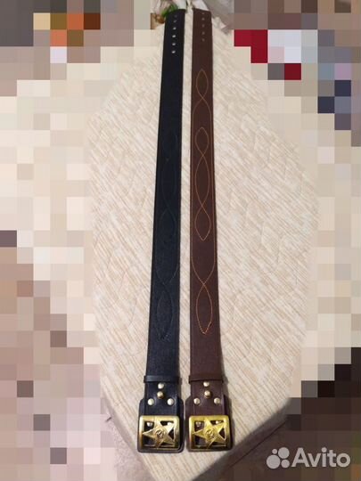 Ремень кожаный с латунной бляхой