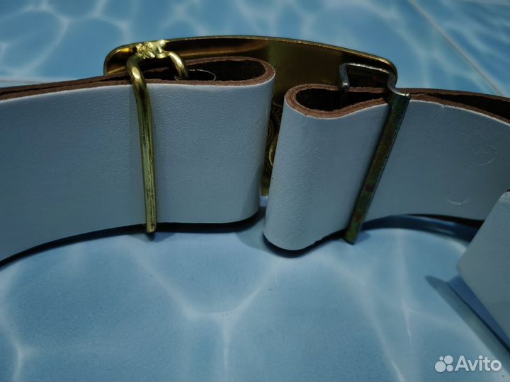 Белый кадетский ремень с протяжкой