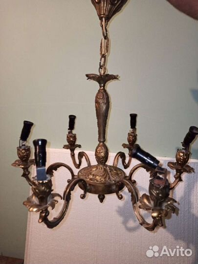 Люстра старинная. Бронза. 6 рожков. СССР