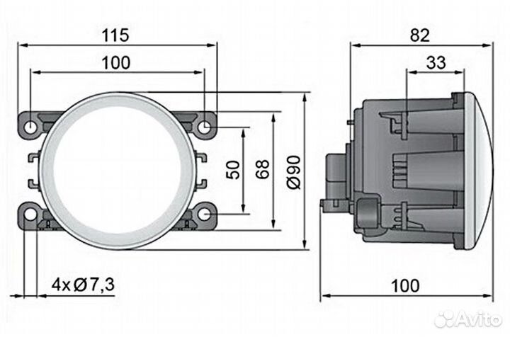 Светодиодная противотуманная фара NS Navara D40