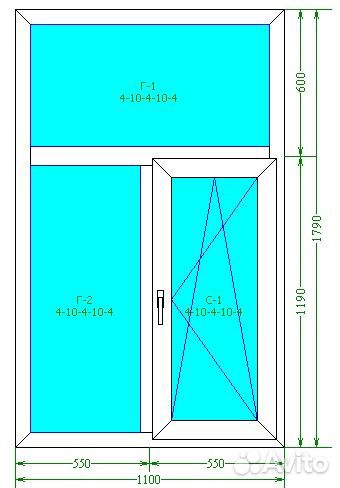 Пластиковое окно/Окно пвх 1100*1790