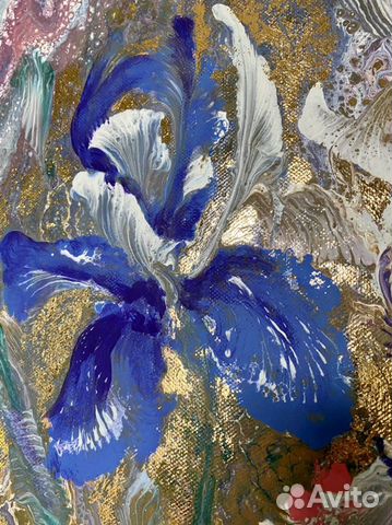 Картина. «ирисы» авторская работа, позолота