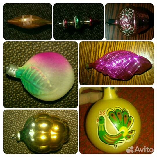 Ёлочные игрушки. 7 штук. СССР