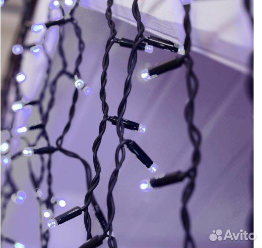 Гирлянда уличная бахрома черный кабель