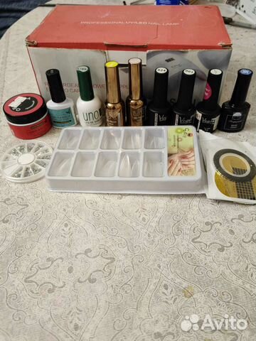 Лампа, гель лаки, гелевые типсы, база, топ