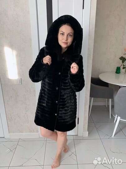 Шуба мутон + норка