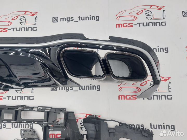 Диффузор хром с черными насадками E63s w213 Рест