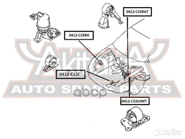 Подушка двигателя правая 0412CS3RH asva