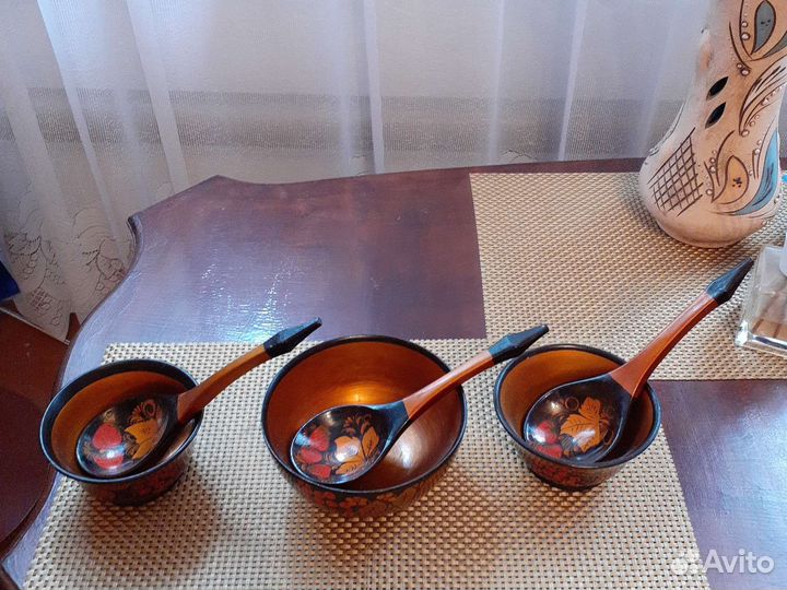 Чашки деревянные хохлома