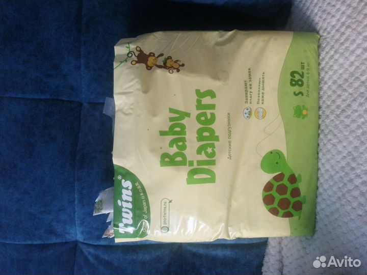 Памперс Twins baby diapers 77шт для детей 4-9 кг