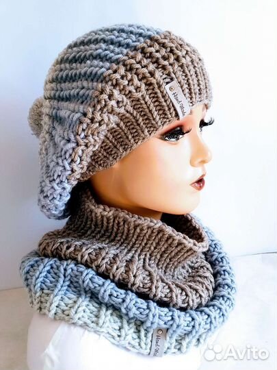 Комплект вязаный Берет и Снуд на осень и весну