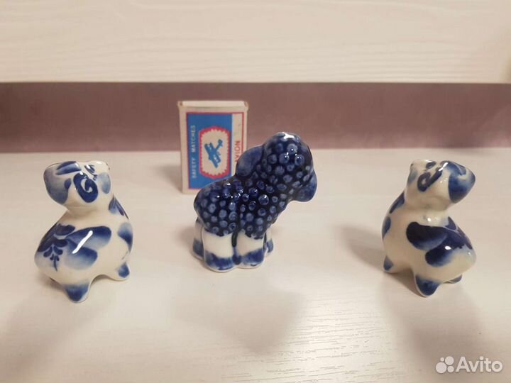 Фарфоровые бараны и овечка гжель, статуэтки, фигур