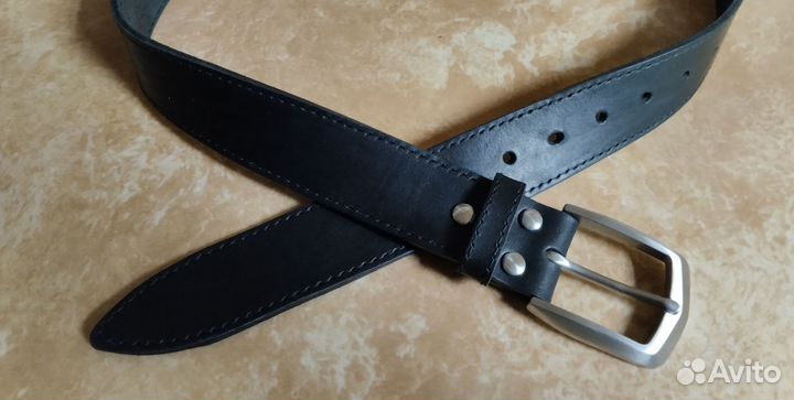 Ремень из натуральной кожи. Черный