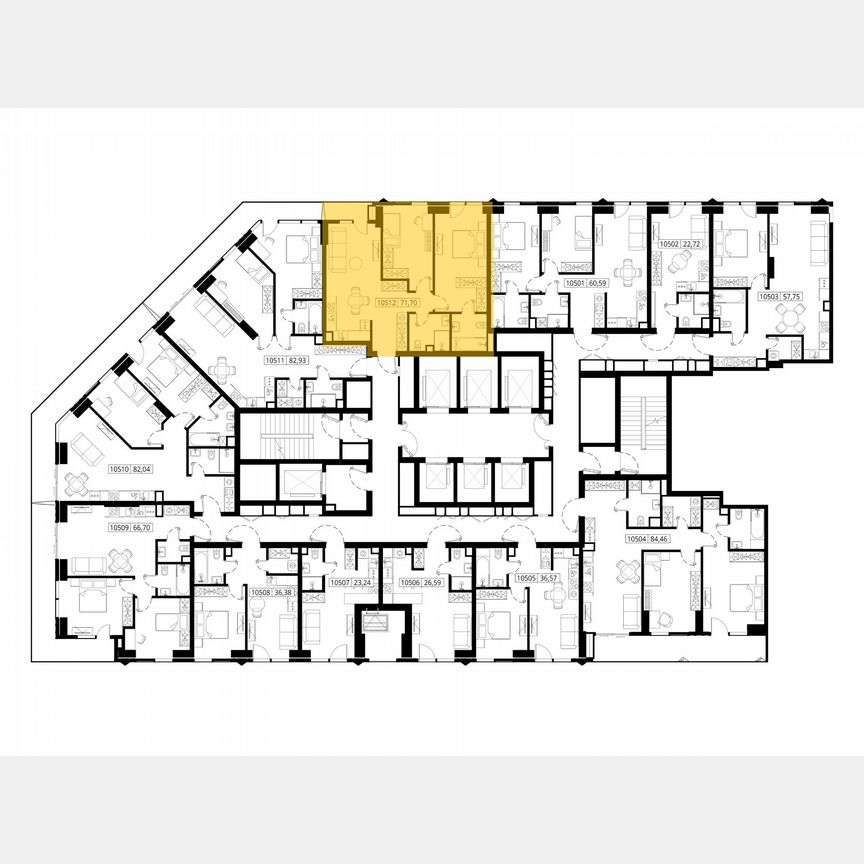 2-к. квартира, 70,4 м², 5/55 эт.