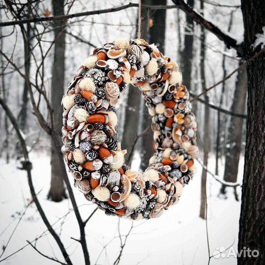 Зимний, новогодний венок, эко стиль